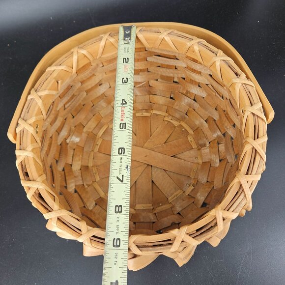 Vintage Porcupine Curls Pokey Round Wicker Basket with Handle Woven Carrier 9" - Picture 8 of 10